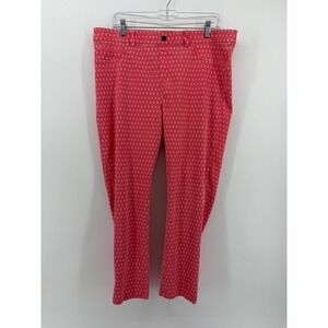 Rafaella Comfort Women's Coral Geometric Print Pull On Stretch Pants Size‎ 18